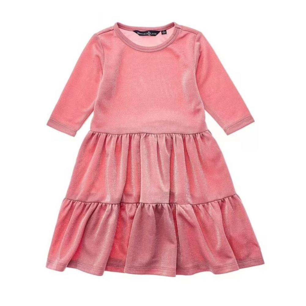 NEW DUFFIELD LANE girl's ashton dress in pink shimmer